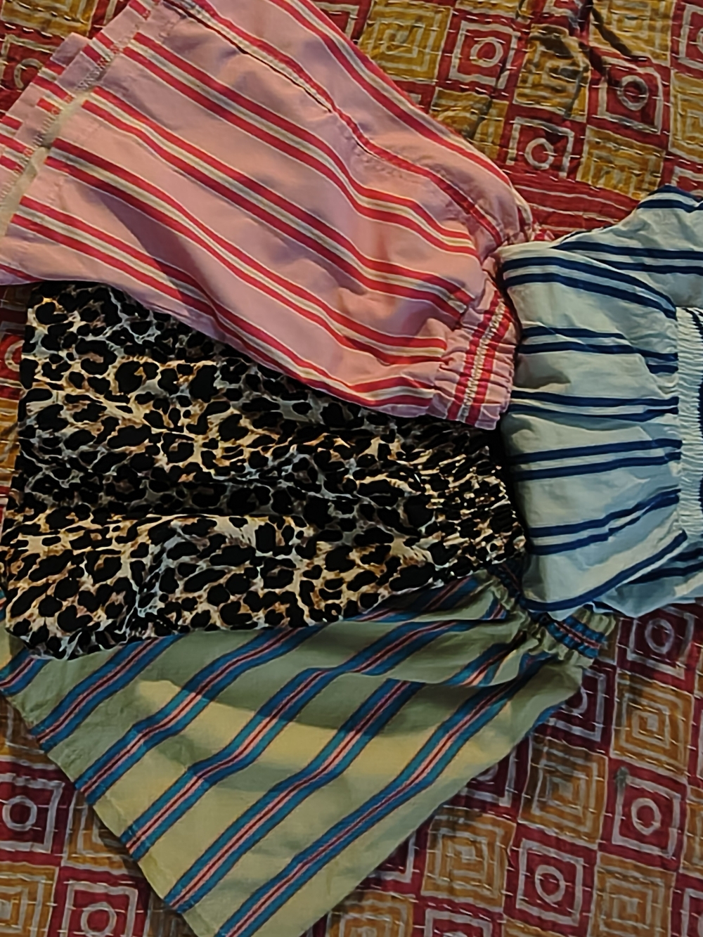 Girls' Striped and Leopard Print Skort Pack - Pink, Blue, Green, Black